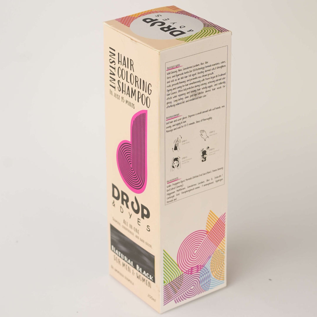 Drop and Dyes Instant Hair Coloring Shampoo Natural Black