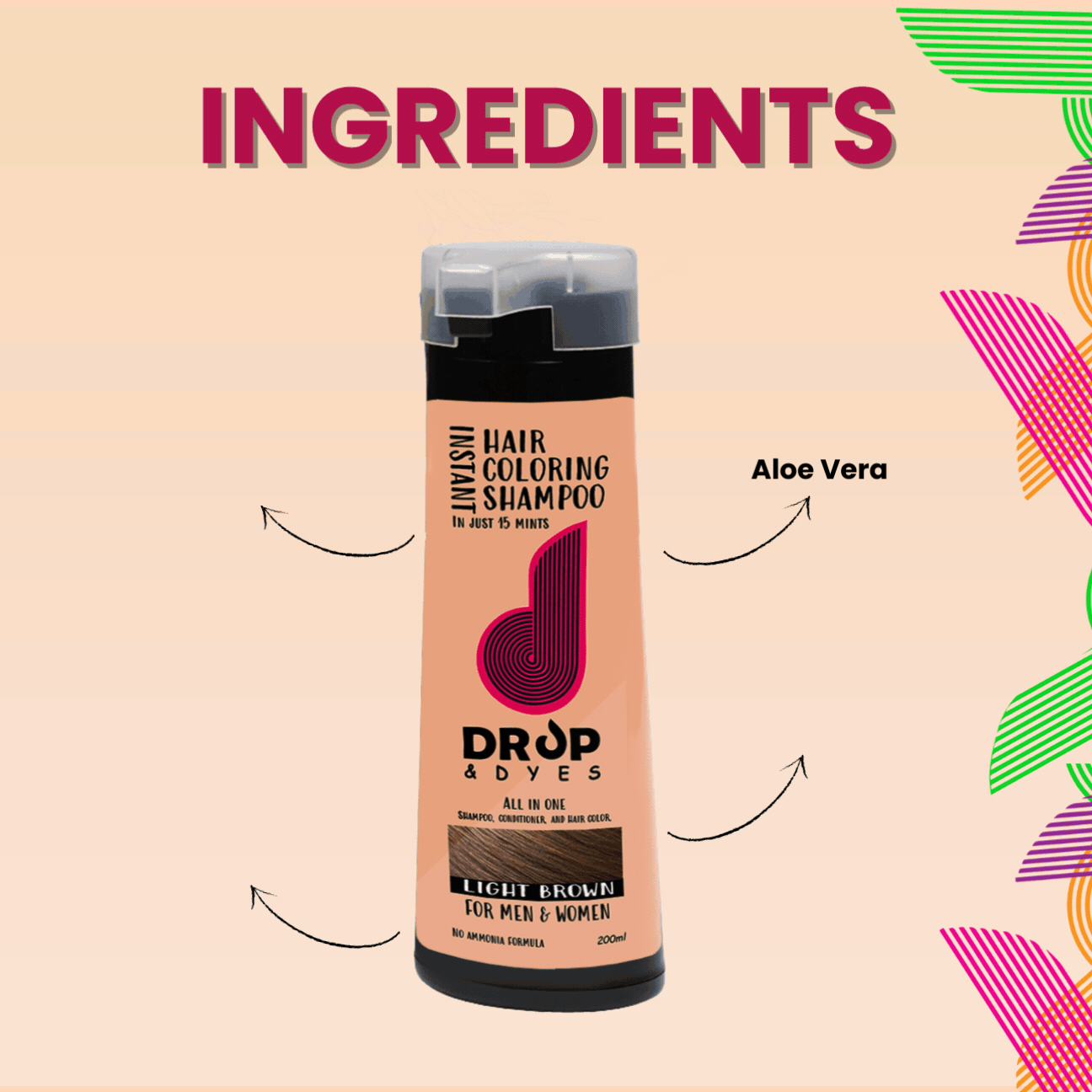 Drop and Dyes Instant Hair Coloring Shampoo Natural Black